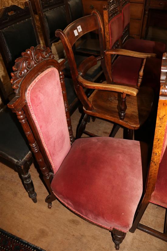 Victorian elm kitchen chair & Victorian walnut nursing chair